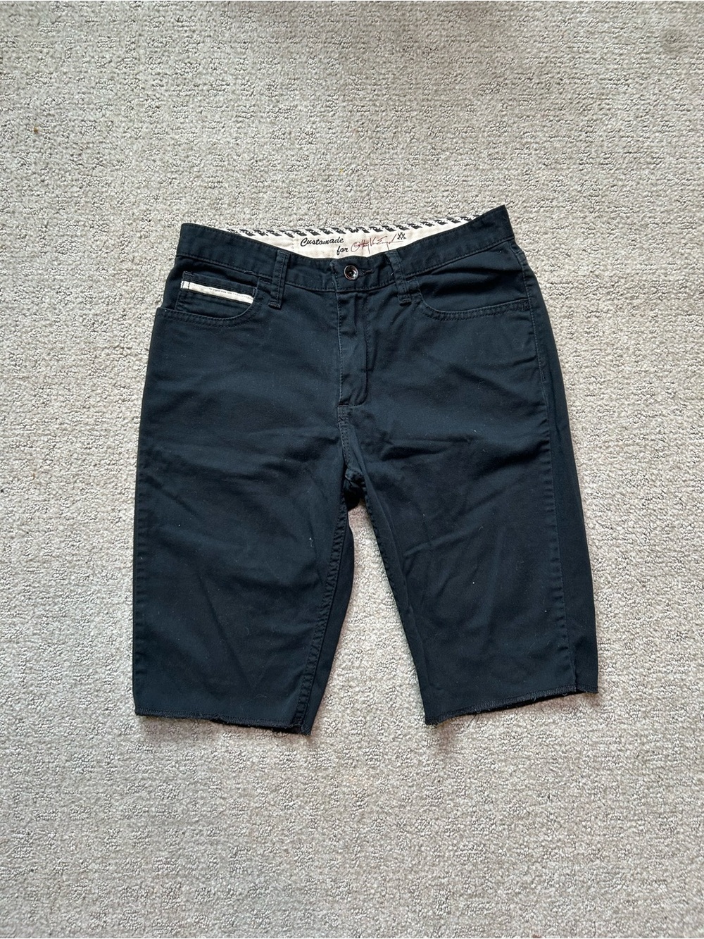 Vans Off The Wall Mens 28 Customade For You Chino Shorts Black Raw Hem Skate